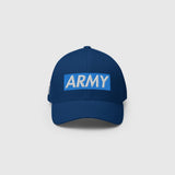 Ausenseiter Black Cap Front View with Red ARMY Box Logo Embroidery