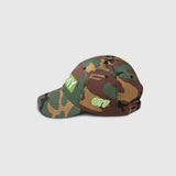 Ausenseiter Camo Cap Left Side View showing Light Green OT7 Logo and ARMY Embroidery