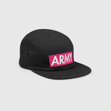 Ausenseiter ARMY OT7 Cap in Pink - Rear Angled View showing OT7 Logo and ARMY Front Detail