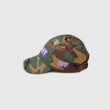 Ausenseiter Camo Cap Left Side View showing Purple OT7 Logo and ARMY Embroidery