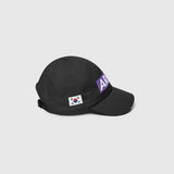 Ausenseiter Black Cap Right Side View showing South Korean Flag and Purple ARMY Logo