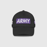 Ausenseiter Black Cap with Purple ARMY Front Embroidery and South Korean Flag