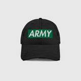 Ausenseiter Distressed Black Cap with Green ARMY Front Embroidery and South Korean Flag
