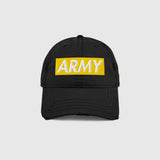Ausenseiter Distressed Black Cap with Yellow ARMY Front Embroidery and South Korean Flag