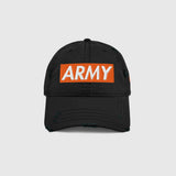 Ausenseiter Distressed Black Cap with Orange ARMY Front Embroidery and South Korean Flag