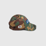 Ausenseiter Camo Cap Right Side View showing South Korean Flag and Blue ARMY Logo