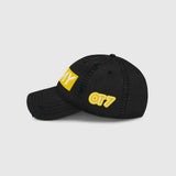 Ausenseiter Distressed Black Cap Left Side View showing Yellow OT7 Logo and ARMY Embroidery
