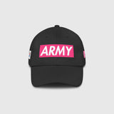 Ausenseiter Black Cap with Pink ARMY Front Embroidery and South Korean Flag