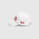 Ausenseiter White Cap Left Side View showing Red OT7 Logo and ARMY Embroidery